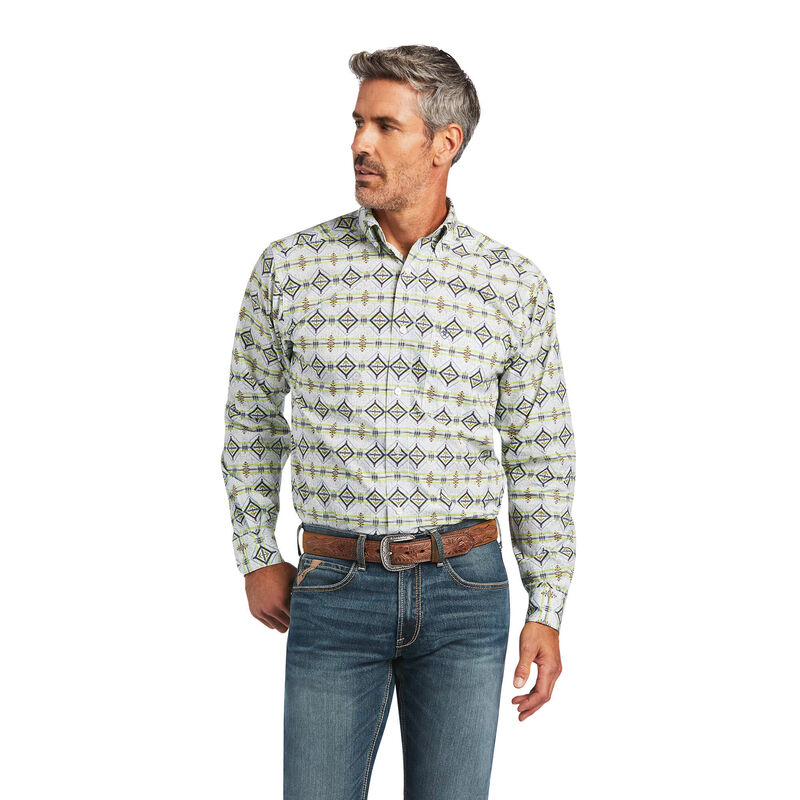 Ariat Hemden Herren - Archer Fitted Weiß/Grün ( YLQRA-6542 )